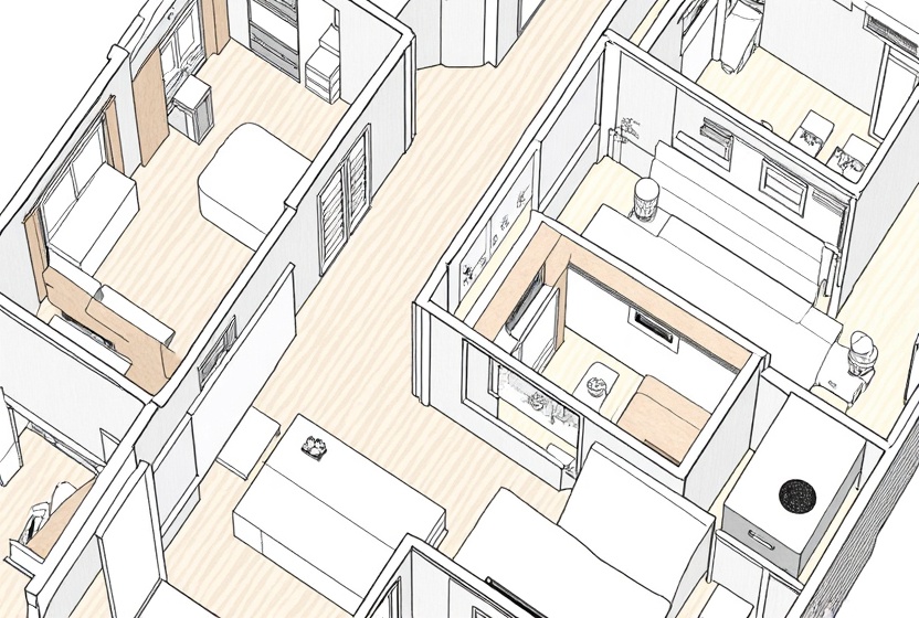 Voorbeeld: bouwtekening omgezet naar een 3D-sfeerimpressie